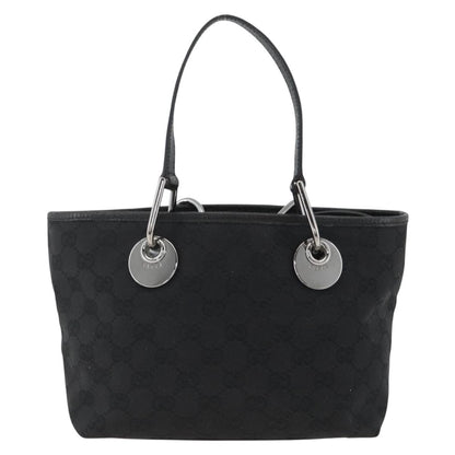 Gucci GUCCI GG Canvas Hand Bag Black Silver 120844 Authentic BA11644