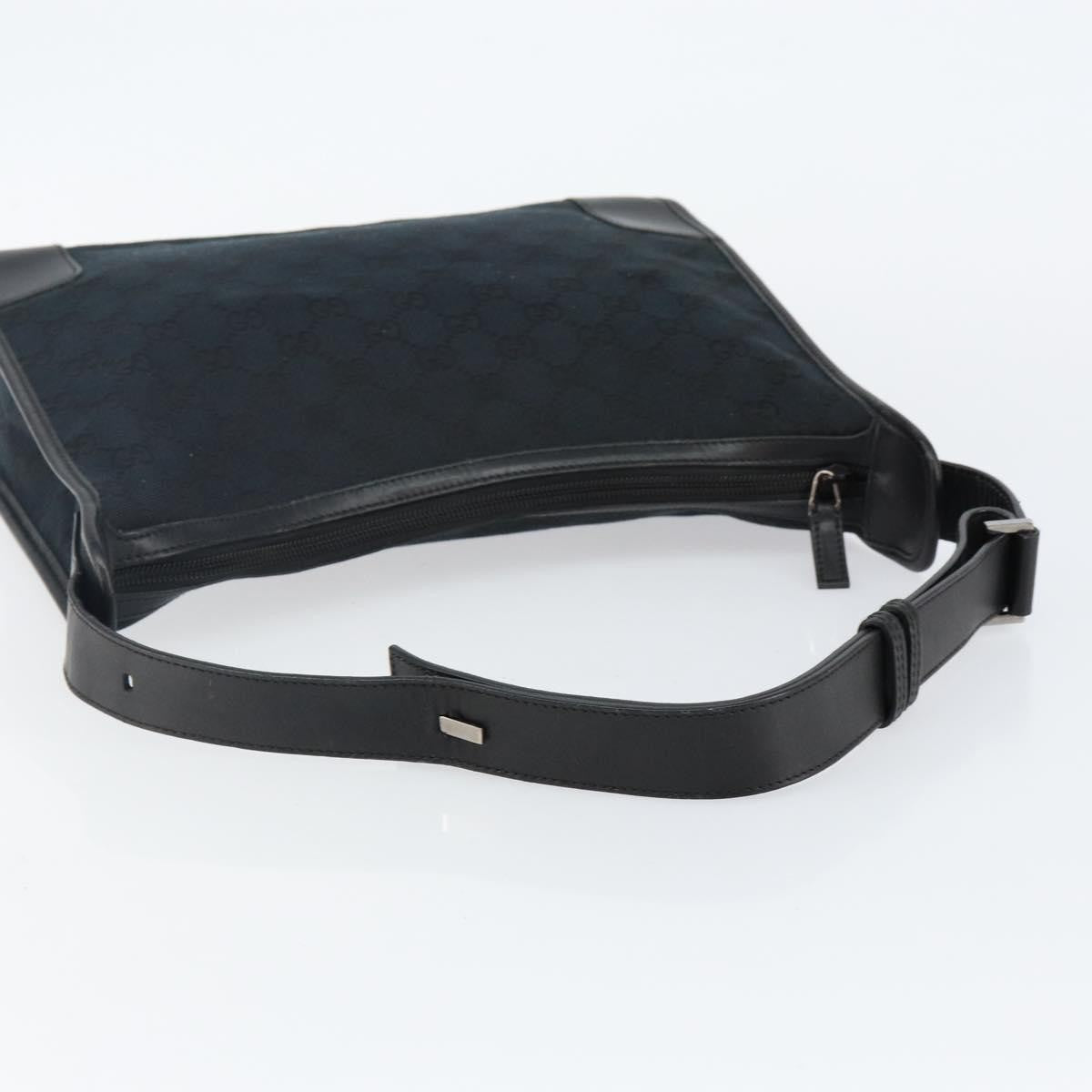 Gucci GUCCI GG Canvas Shoulder Bag Black Silver 001 4205 Authentic 143772