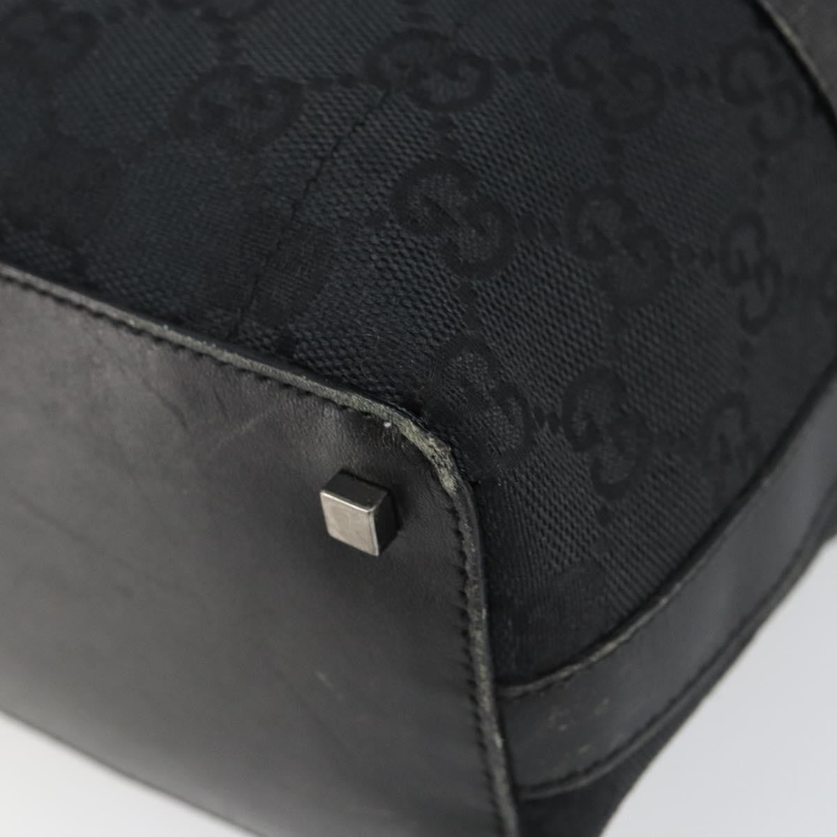 Gucci GUCCI GG Canvas Shoulder Bag Black Silver 001 4302 Authentic 144270