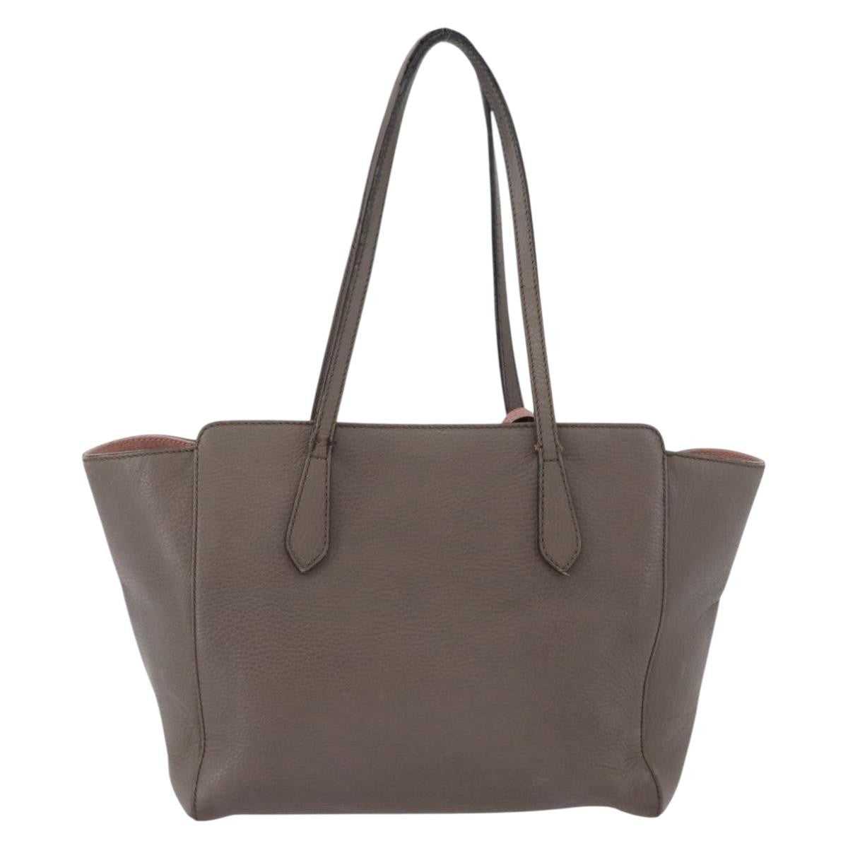 Gucci GUCCI Tote Bag Leather Brown Gold 354408 Authentic bs33432