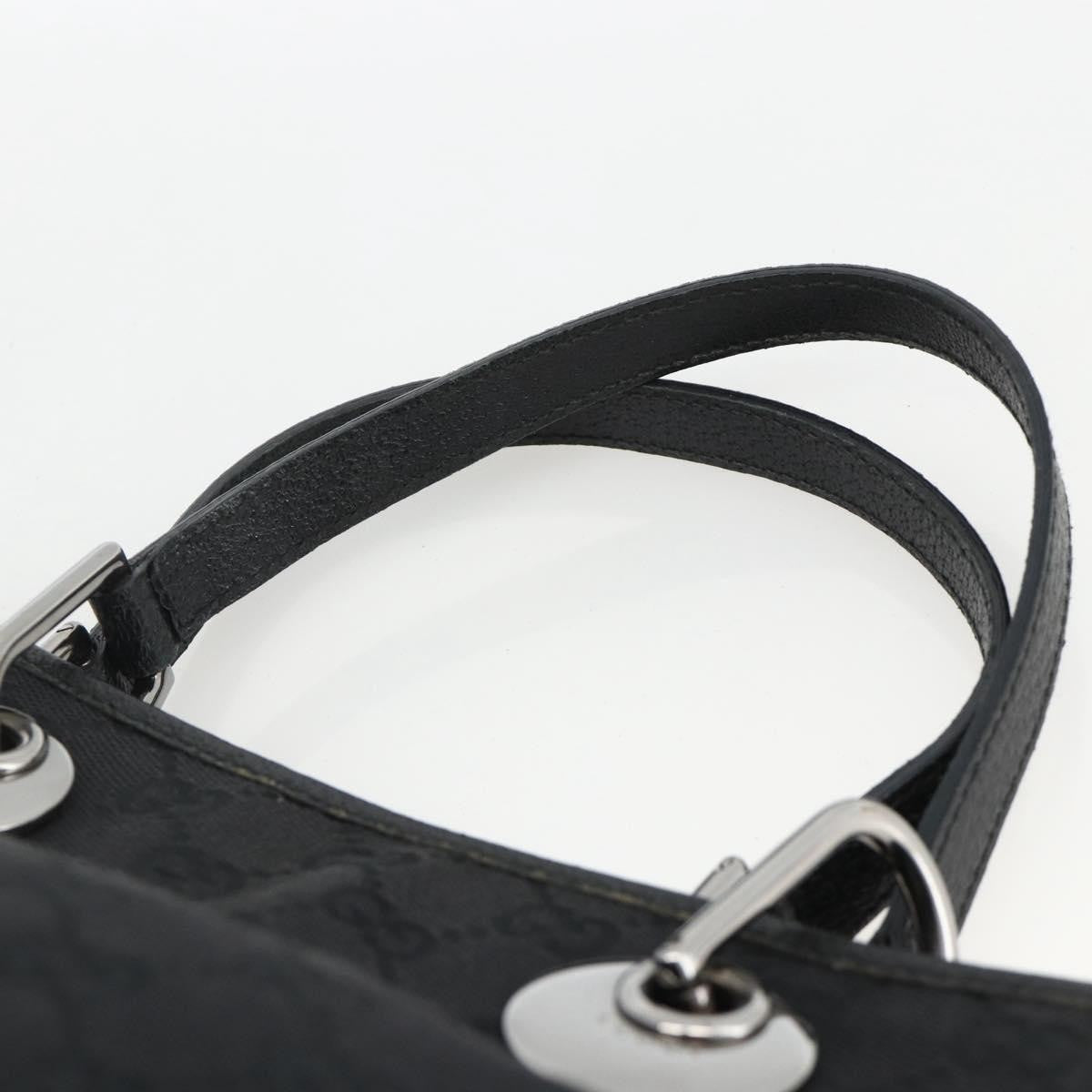 Gucci GUCCI GG Canvas Hand Bag Black Silver 120844 Authentic BA11644