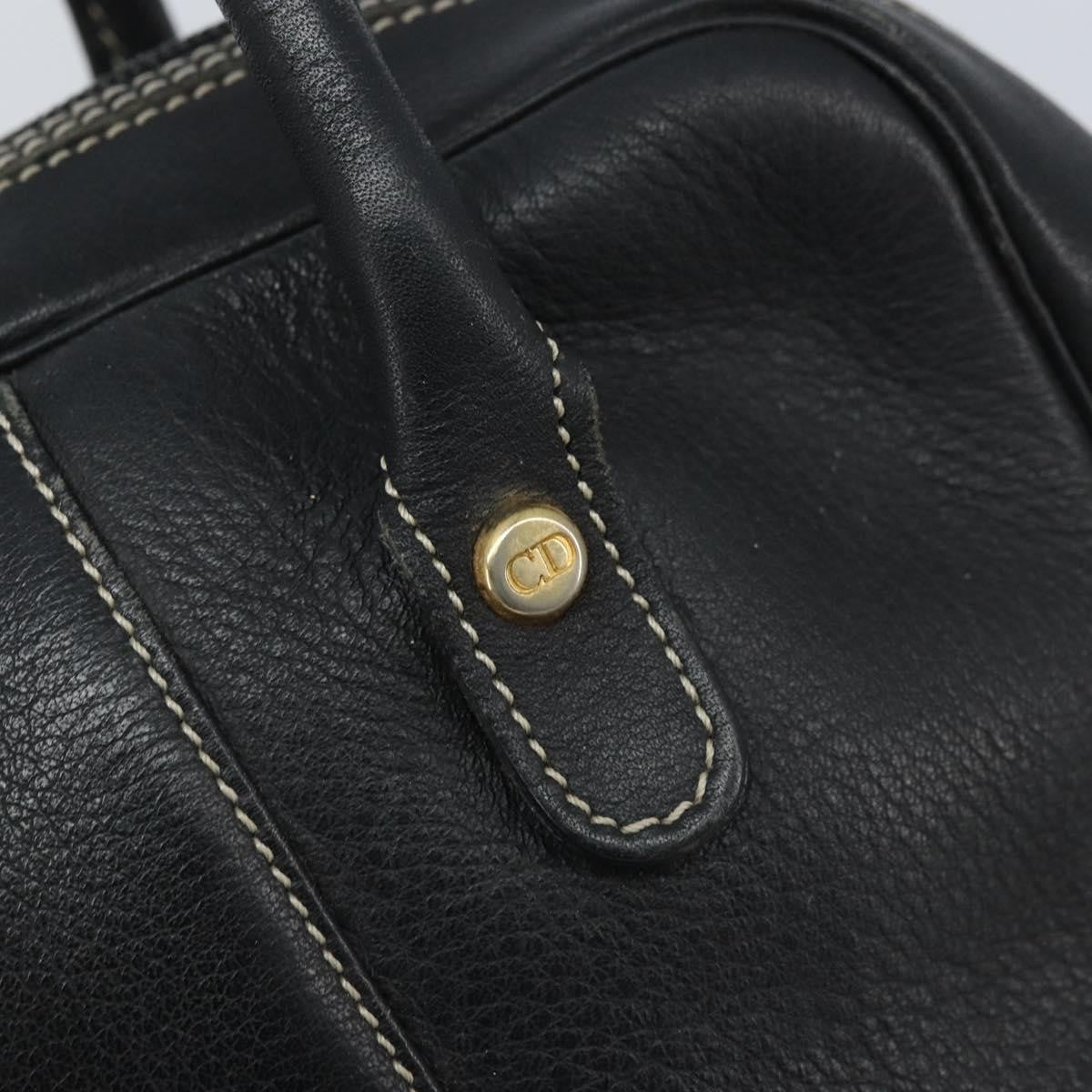 Dior Christian Dior Hand Bag Leather Black Gold Authentic ep13686