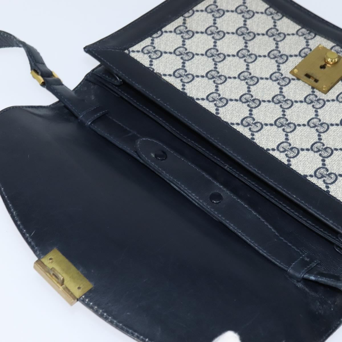 Gucci GUCCI GG Supreme Shoulder Bag PVC Navy Gold Authentic BA7379