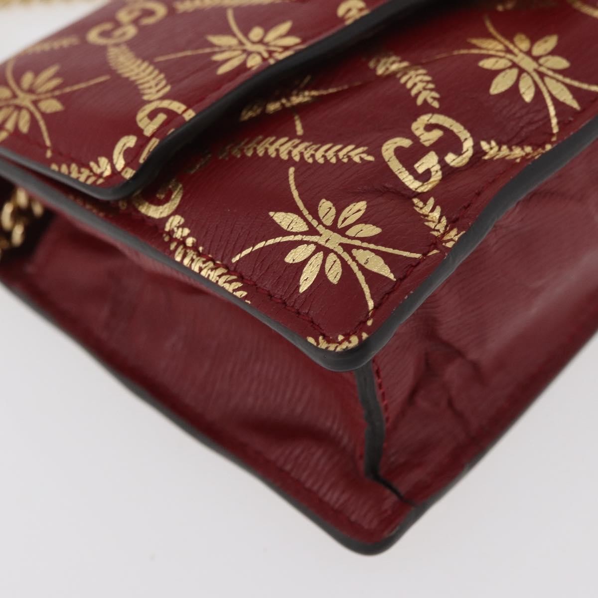 Gucci GUCCI GG Canvas Sylvie Sherry Line Chain Bag Leather Red 494646 Authentic BAZ806A