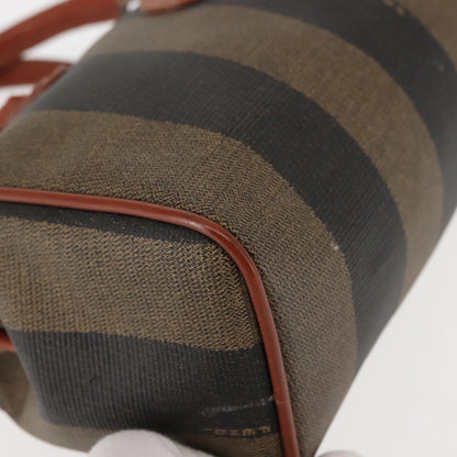 Fendi FENDI Pecan Canvas Hand Bag PVC Black Brown Authentic 146281