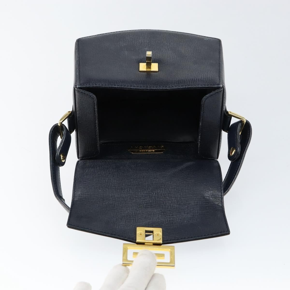Givenchy GIVENCHY Hand Bag Leather Navy Gold Authentic SW1855