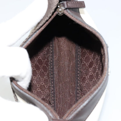 Gucci GUCCI Hand Pouch Bag Canvas Leather Brown White 92821 Authentic 177484A