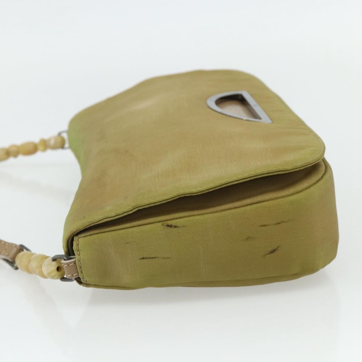 Dior Christian Dior Maris Pearl Shoulder Bag Nylon Beige Silver Authentic 180083
