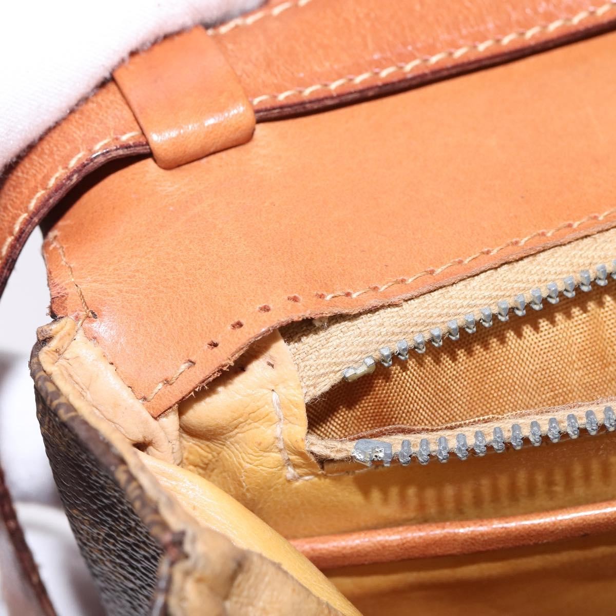 Celine CELINE Macadam Canvas Shoulder Bag PVC Leather Brown Gold Authentic 128916