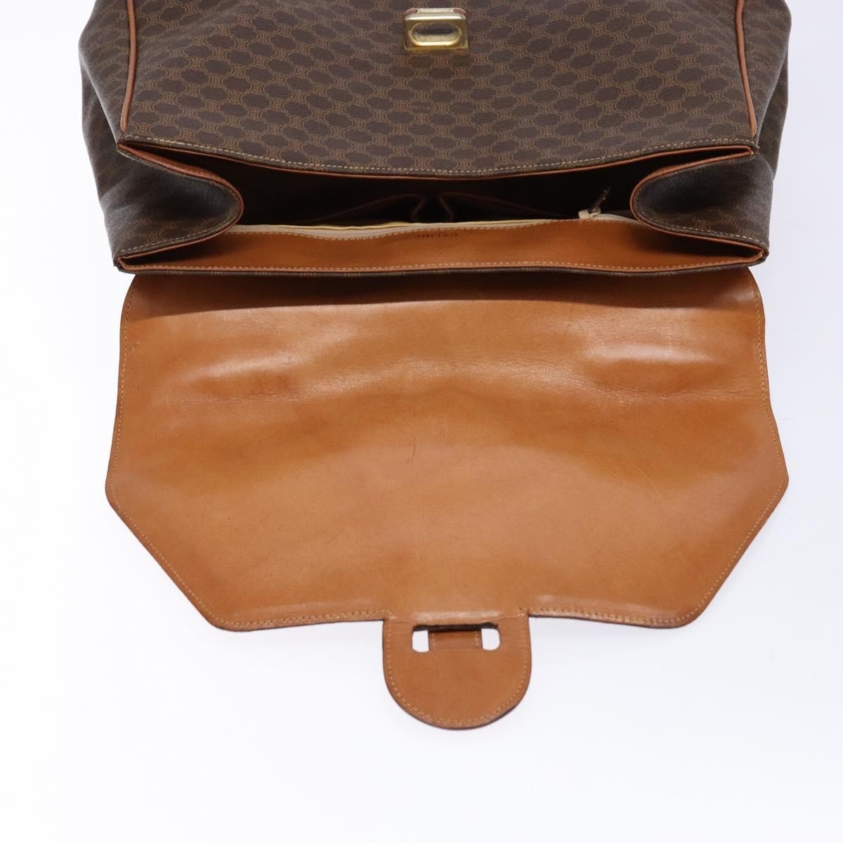 Celine CELINE Macadam Canvas Hand Bag PVC Leather Brown Gold Authentic bs28733