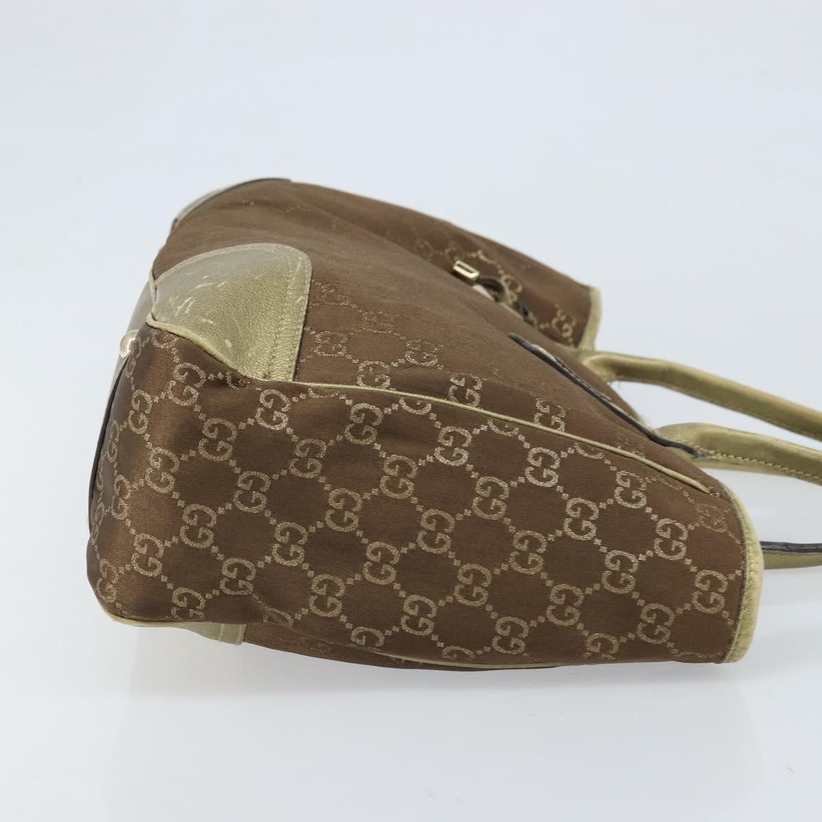 Gucci GUCCI GG Canvas Tote Bag Brown Gold 163805 Authentic LNZ740