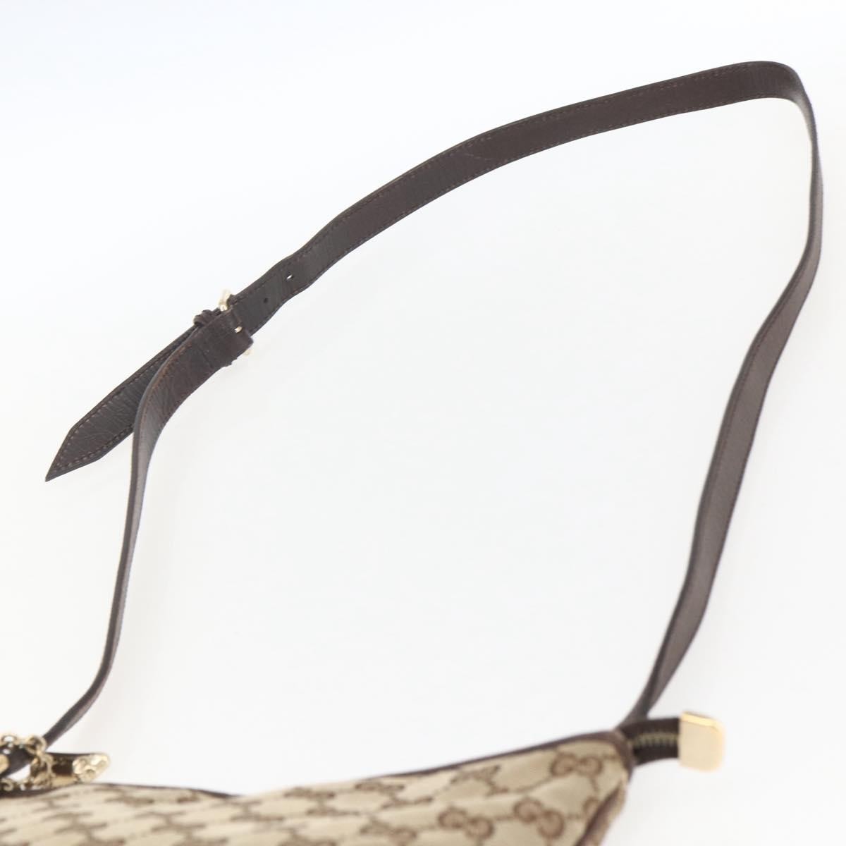 Gucci GUCCI GG Canvas Web Sherry Line Shoulder Bag Beige Gold 144388 Authentic hk3291