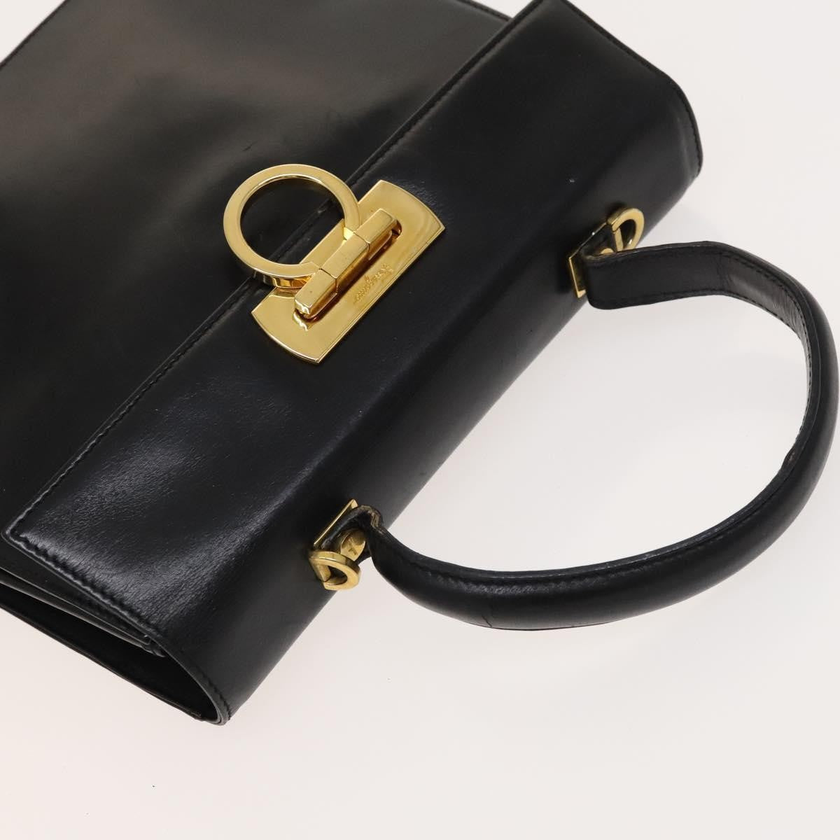 Salvatore Ferragamo Salvatore Ferragamo Gancini Hand Bag Leather 2way Black Gold Authentic BD1703