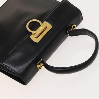 Salvatore Ferragamo Salvatore Ferragamo Gancini Hand Bag Leather 2way Black Gold Authentic BD1703