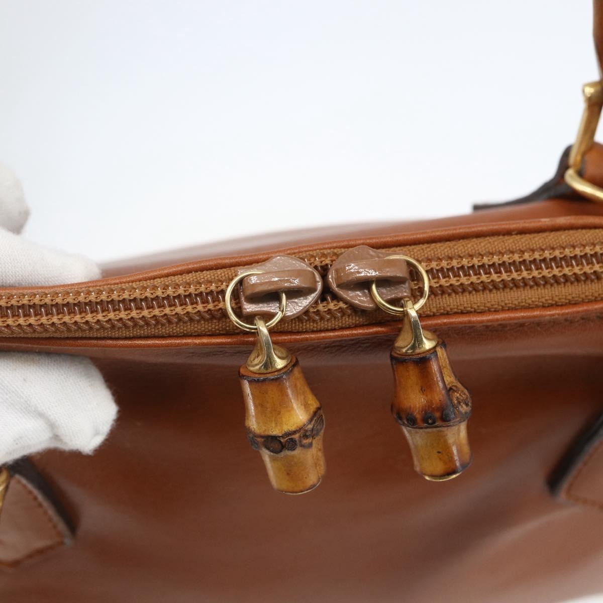 Gucci GUCCI Bamboo Hand Bag Leather 2way Brown Gold 000 1274 0290 Authentic 155221