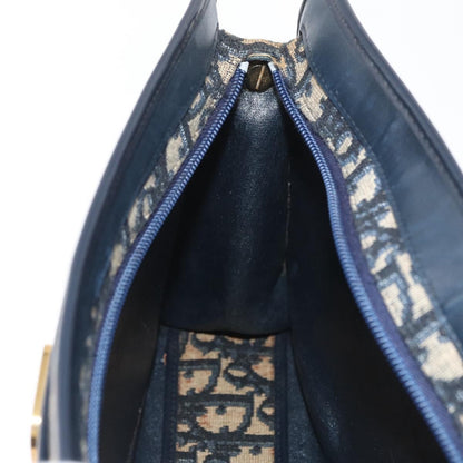 Dior Christian Dior Trotter Canvas Shoulder Bag Navy Gold Authentic 181395