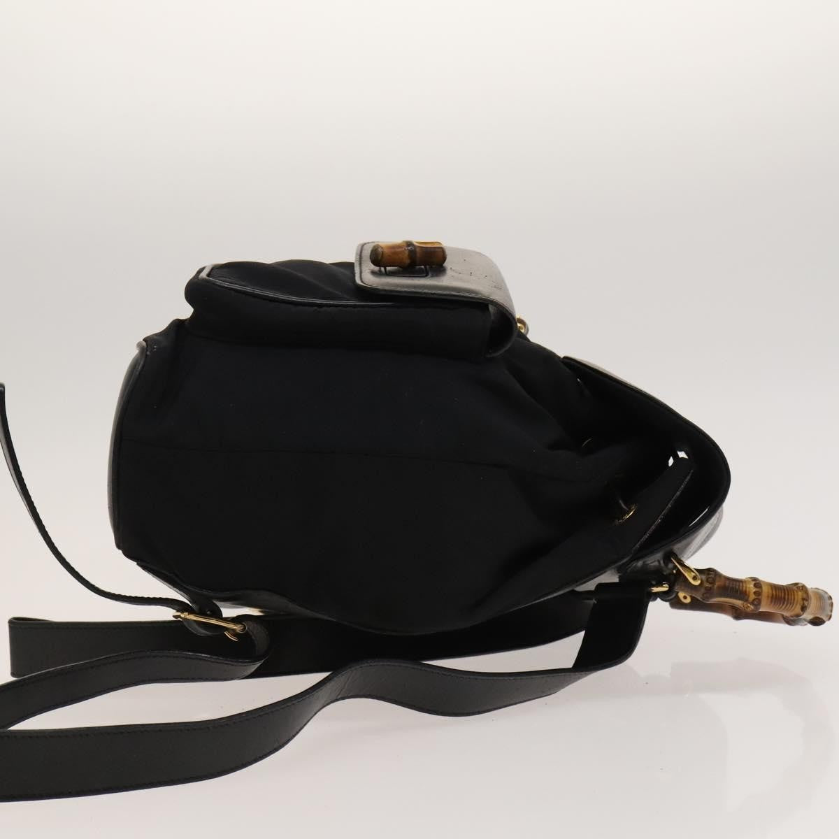 Gucci GUCCI Bamboo Backpack Leather Black Authentic th5812 Bag