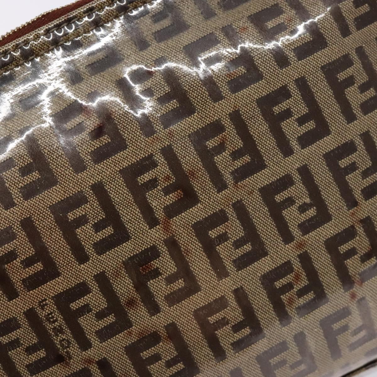 Fendi FENDI Zucchino Canvas Shoulder Bag Coated Canvas Beige Gold Authentic 136436