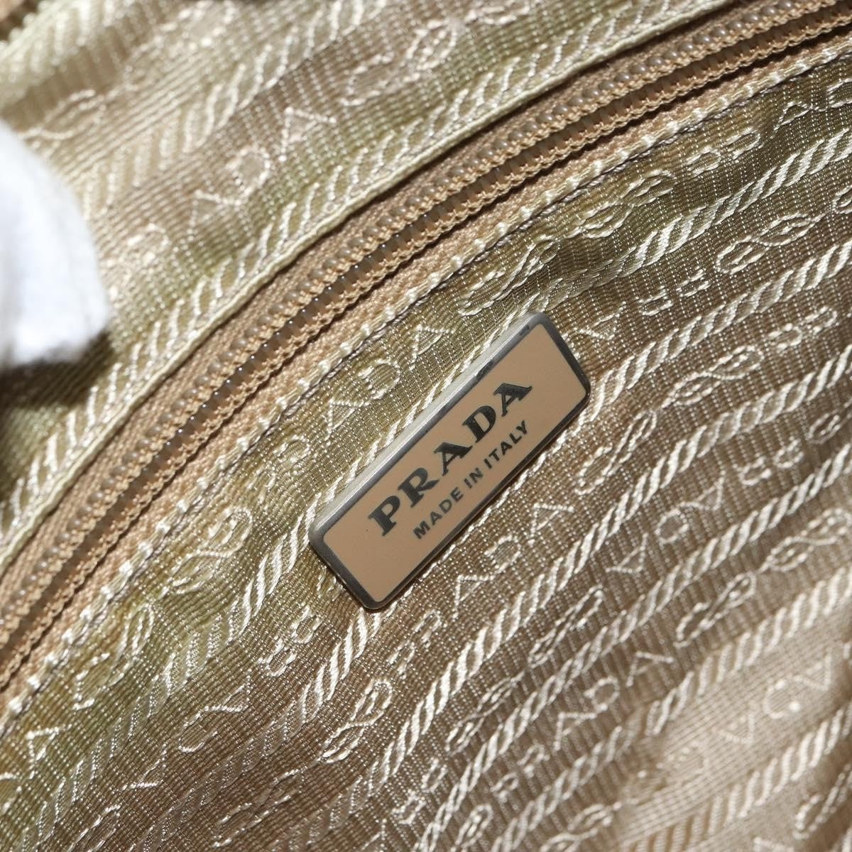 Prada PRADA Shoulder Bag Nylon Beige Silver Authentic 164243