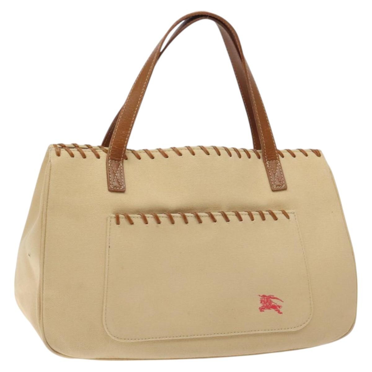 Burberry BURBERRY Blue Label Tote Bag Canvas Beige Silver Authentic bs27139