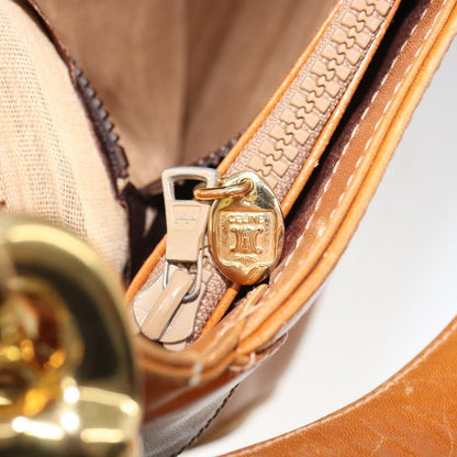 Celine CELINE Shoulder Bag Leather Brown Gold Authentic 166334