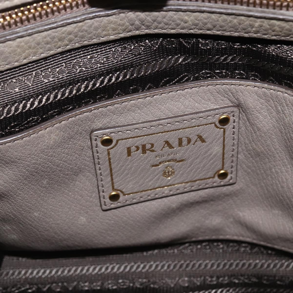Prada PRADA Hand Bag Leather 2way Gray Gold Authentic bs33651