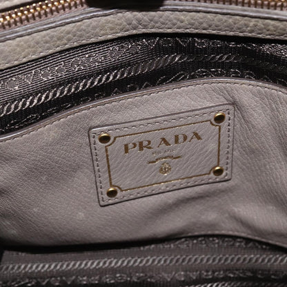 Prada PRADA Hand Bag Leather 2way Gray Gold Authentic bs33651
