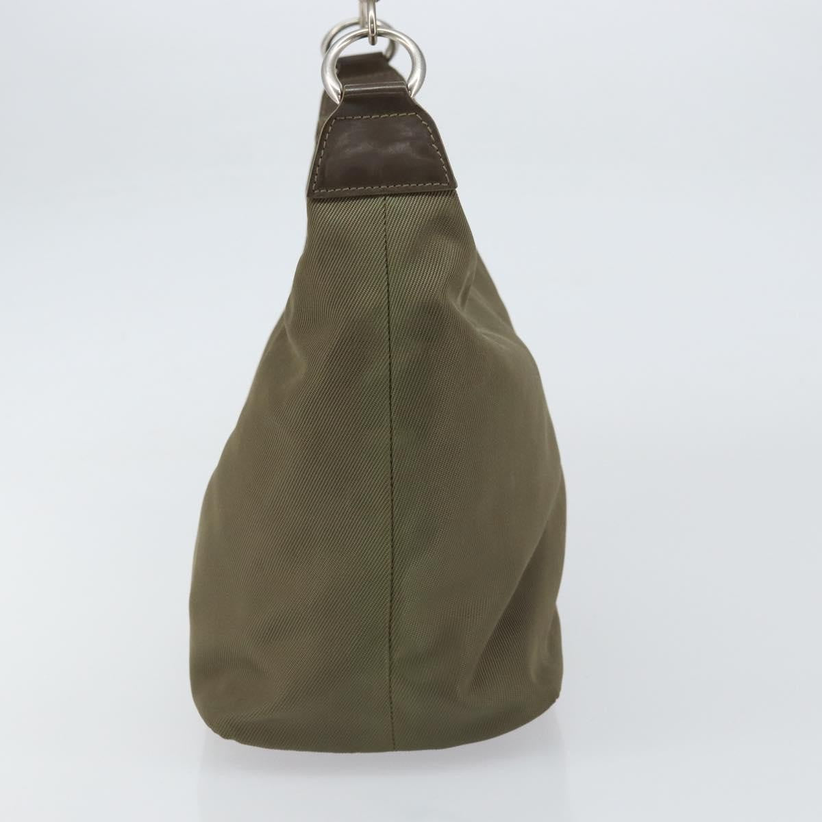Gucci GUCCI Bamboo Shoulder Bag Nylon Khaki Silver 000 0531 Authentic ep12494