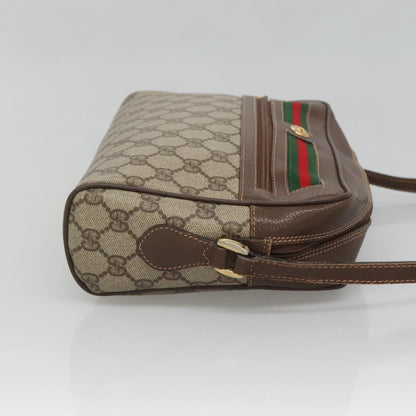 Gucci GUCCI GG Supreme Web Sherry Line Bag PVC Beige Gold Red 56 02 088 Authentic BA2392