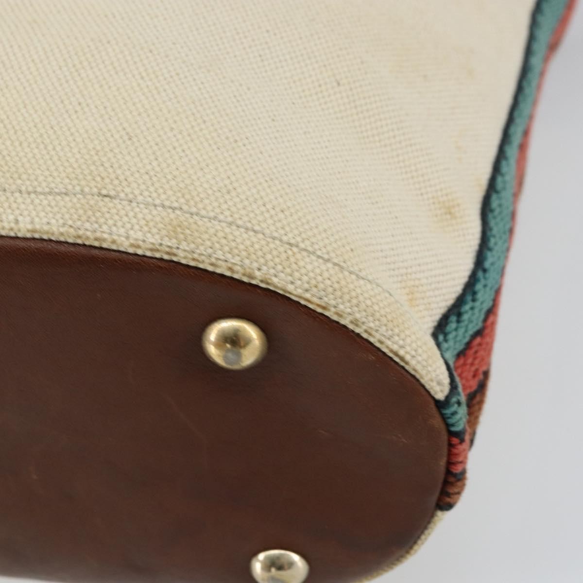 Gucci GUCCI Bamboo Shoulder Bag Canvas Beige Gold 141936 Authentic 156435