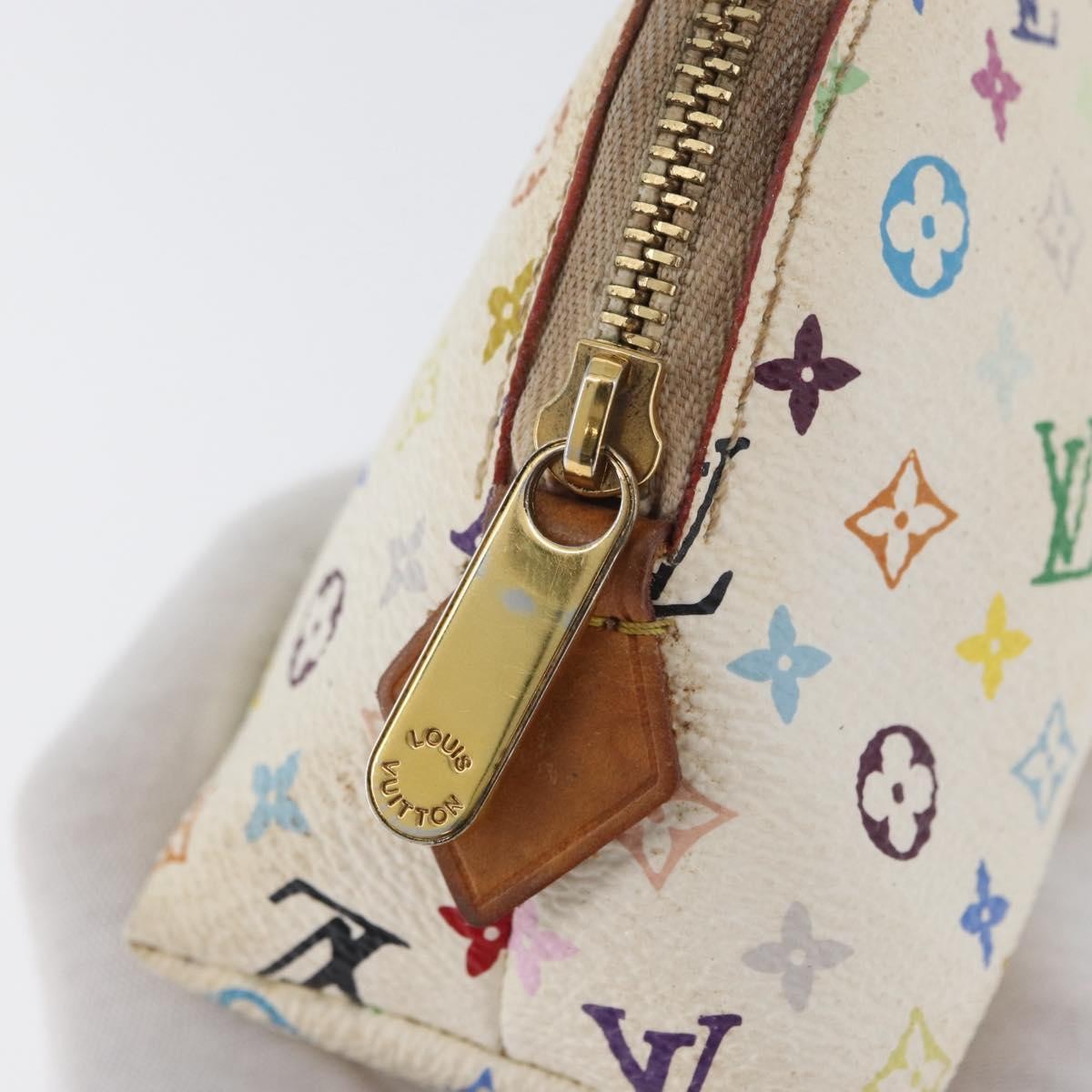 Louis Vuitton LOUIS VUITTON Multicolor Pochette Cosmetic PM Pouch White M47354 LV Authentic LNZ961 Bag