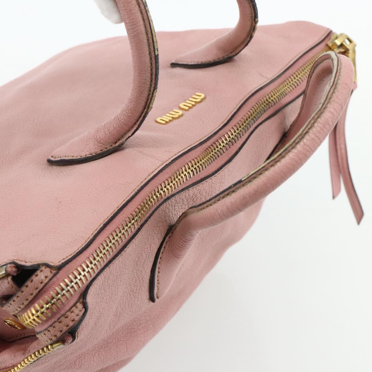 Miu Miu Miu Miu Hand Bag Leather Pink Gold Authentic 180081