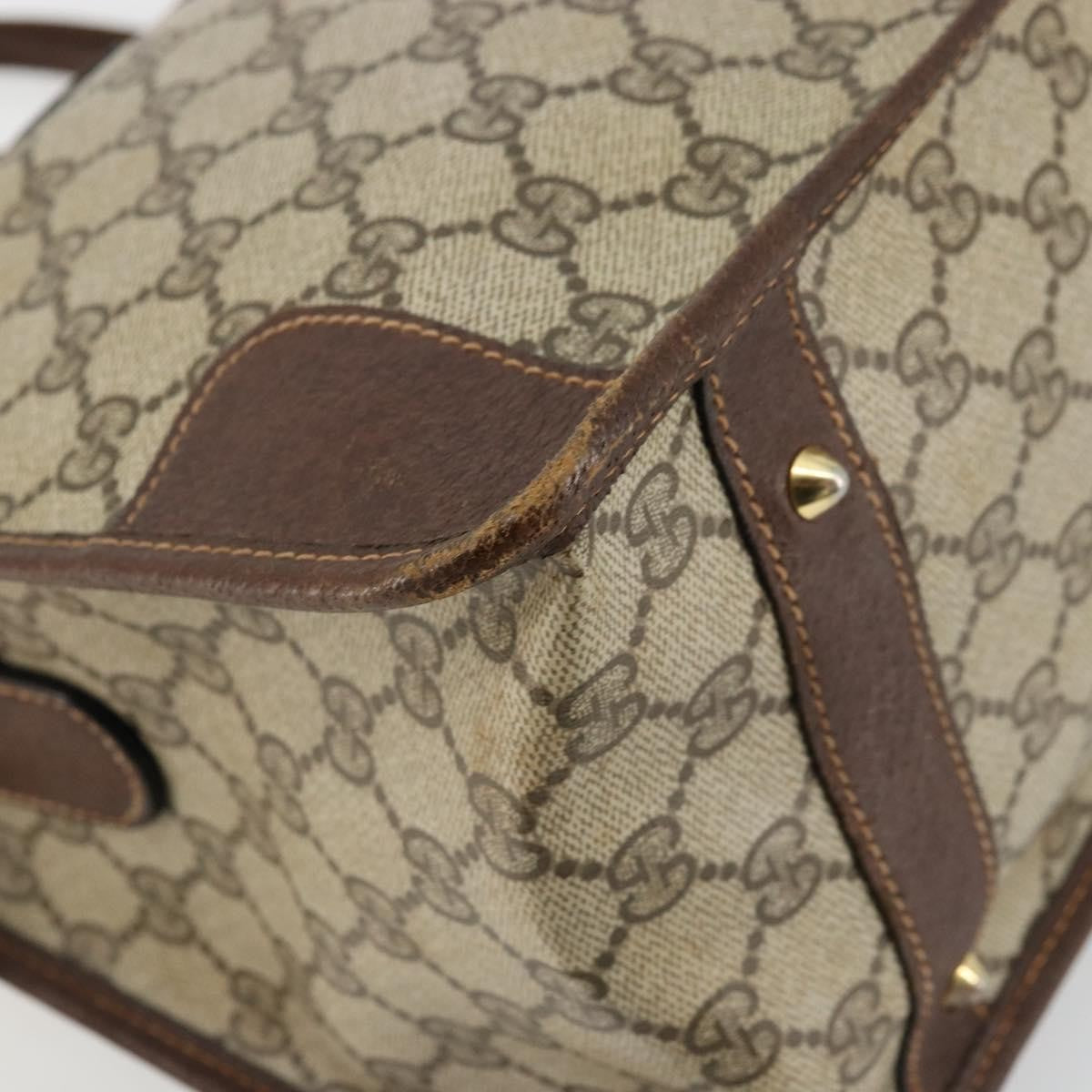 Gucci GUCCI GG Supreme Web Sherry Line Hand Bag PVC 2way Beige Gold Authentic ti3926