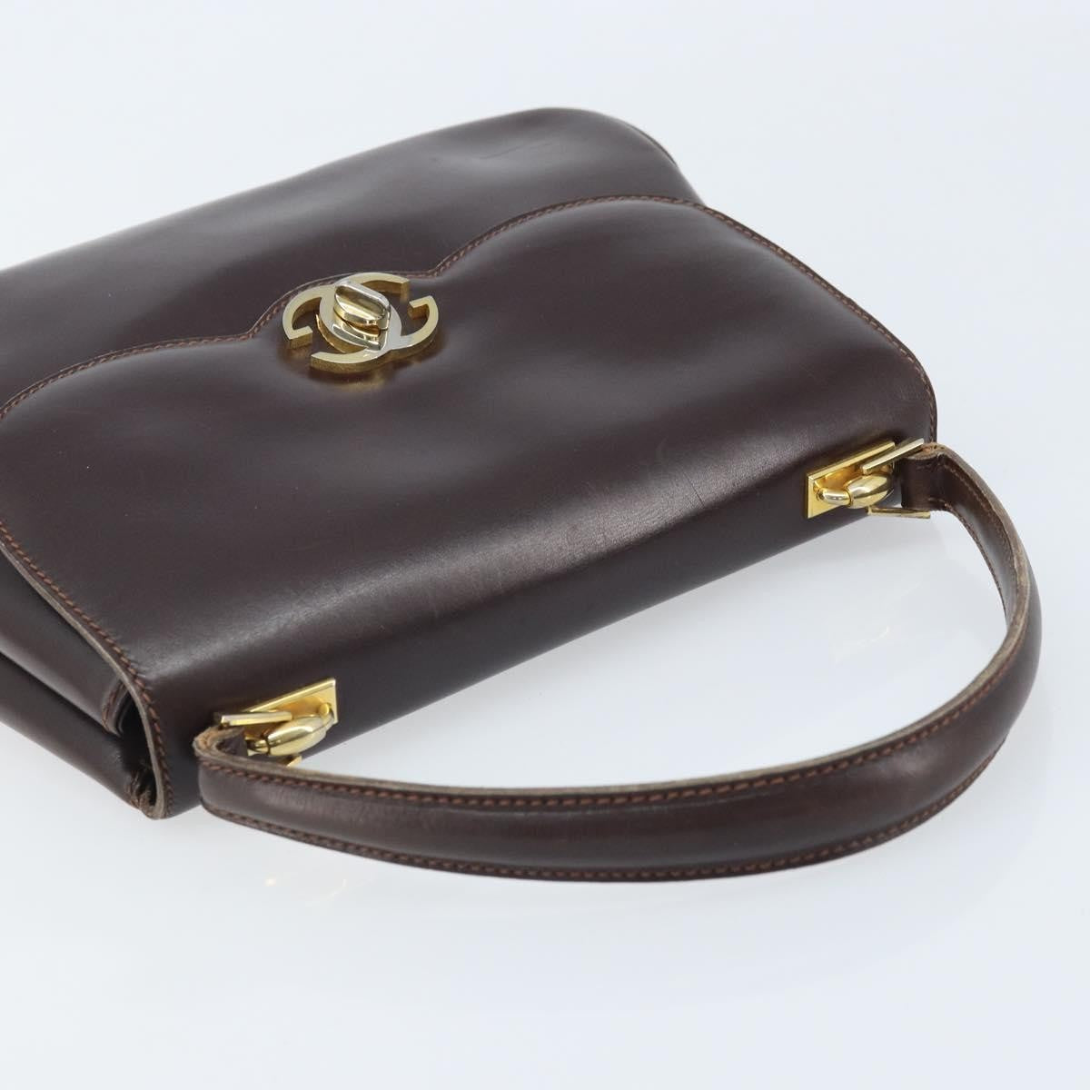 Gucci GUCCI Hand Bag Leather Brown Gold Authentic BAZ167