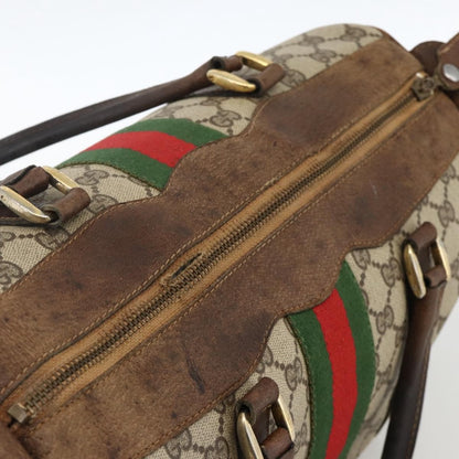 Gucci GUCCI GG Supreme Web Sherry Line Hand Bag PVC Beige Gold Authentic BAZ031