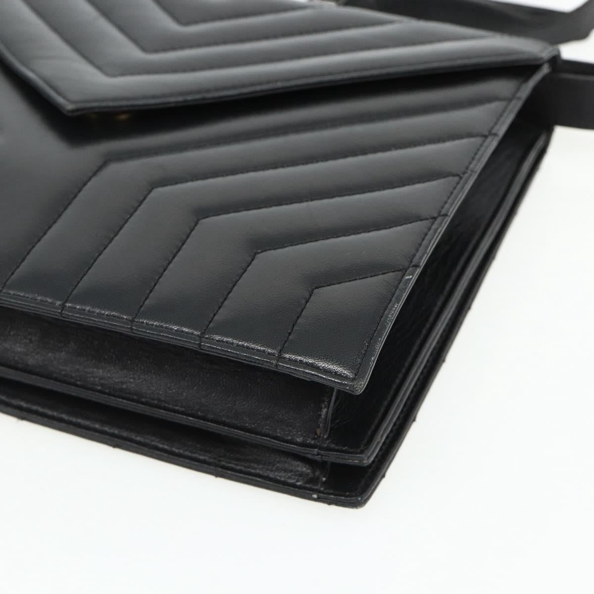 Saint Laurent SAINT LAURENT Shoulder Bag Leather Black Silver Authentic 176228