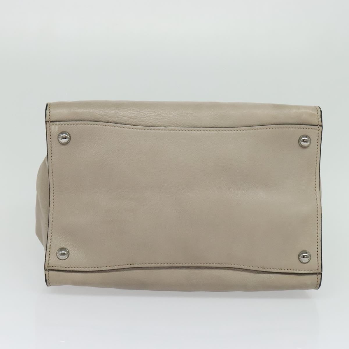 Prada PRADA Hand Bag Leather 2way Beige Silver Authentic am7940