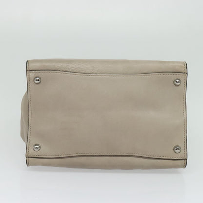 Prada PRADA Hand Bag Leather 2way Beige Silver Authentic am7940