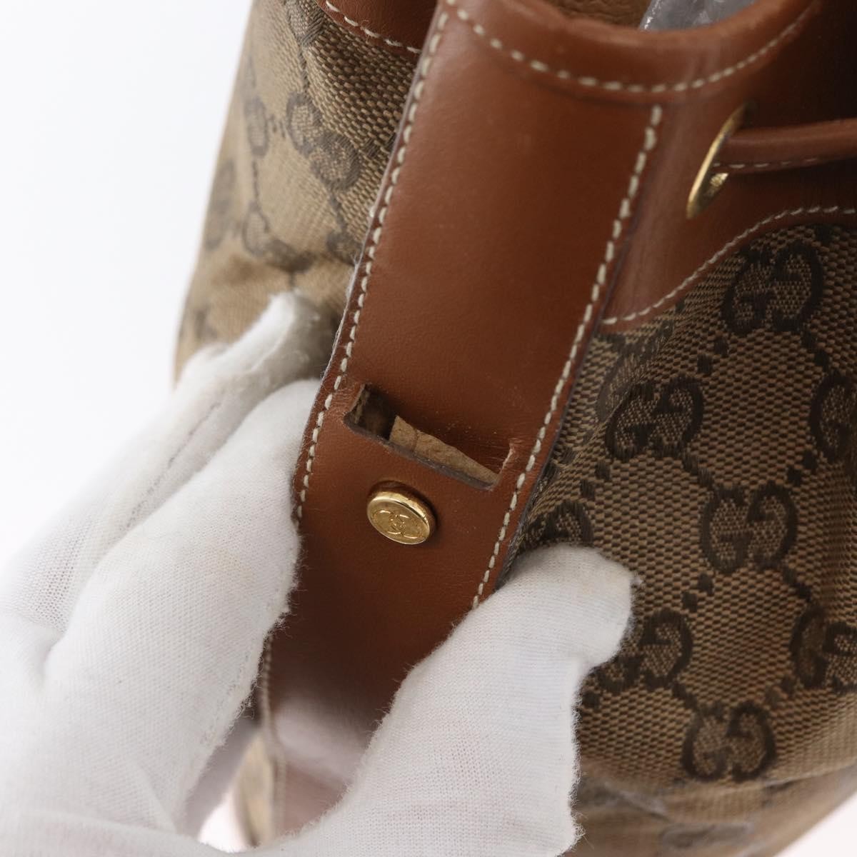 Gucci GUCCI GG Canvas Shoulder Bag Beige Gold Authentic BA10397