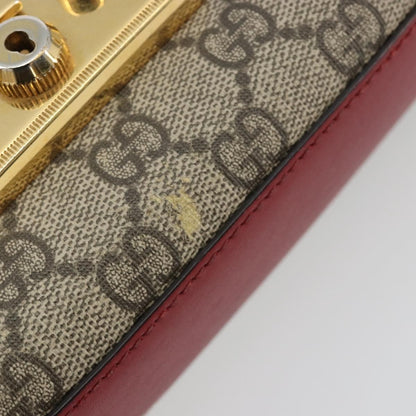 Gucci GUCCI GG Supreme Chain Shoulder Bag PVC Red Gold 409487 Authentic ka4469