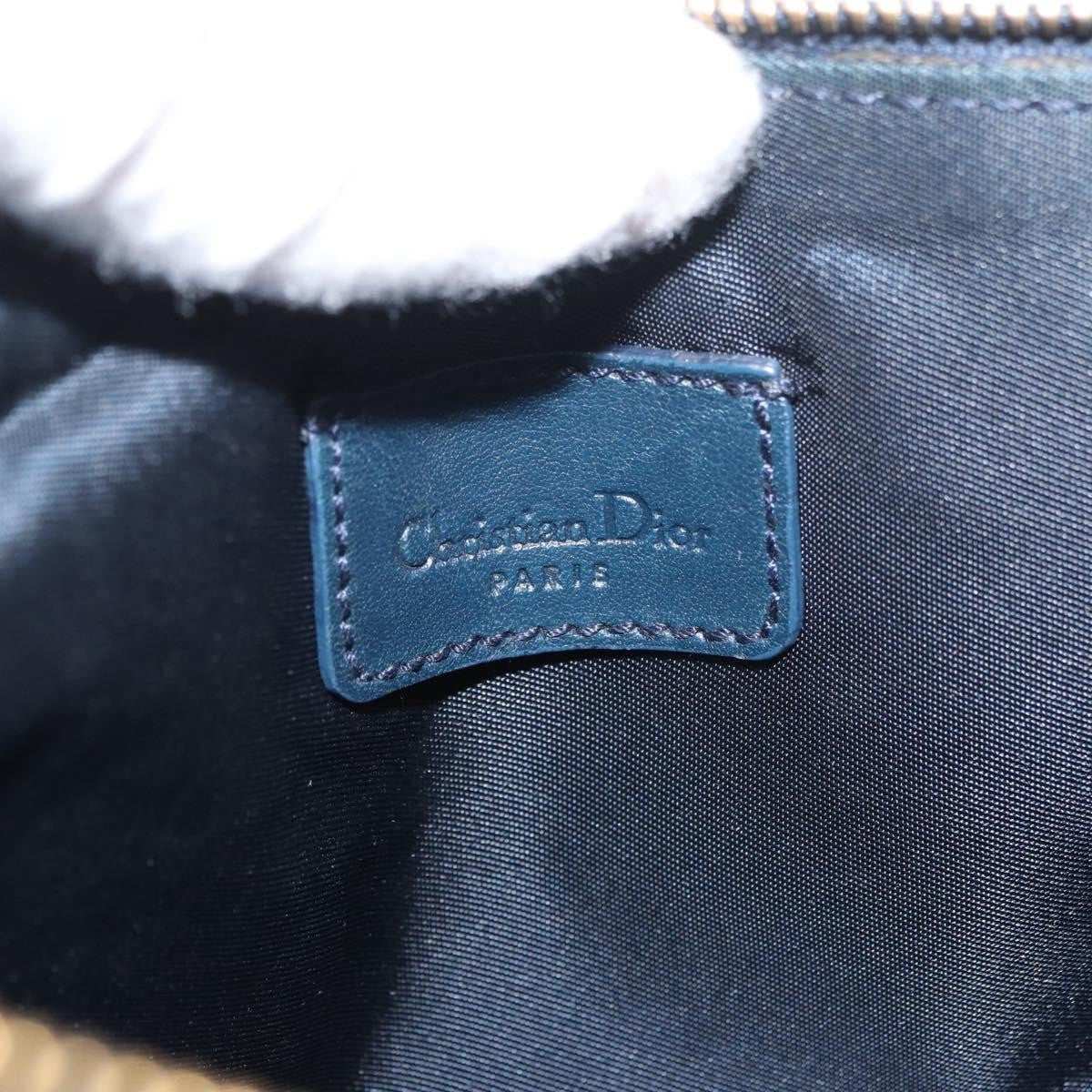 Dior Christian Dior Trotter Canvas Saddle Pouch Hand Bag Navy Gold Authentic bs35277