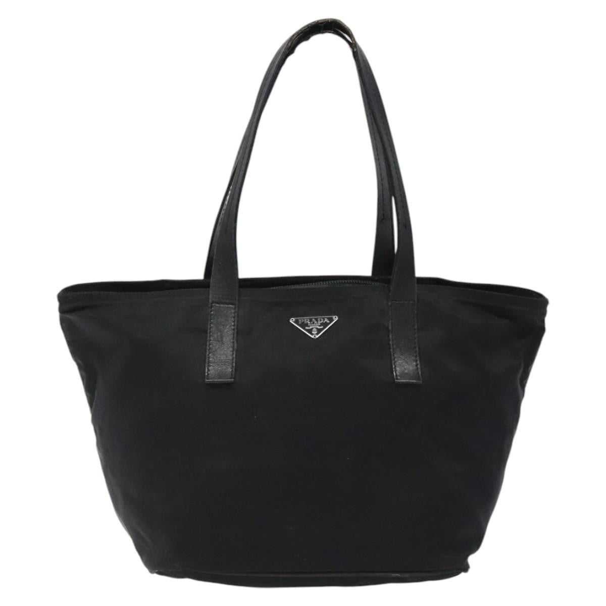 Prada PRADA Hand Bag Nylon Black Silver Authentic 118193