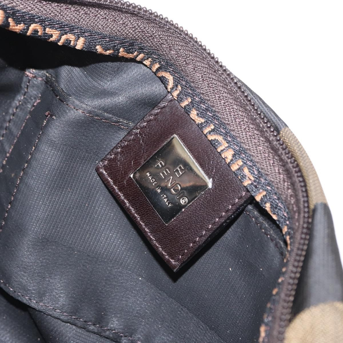 Fendi FENDI Pecan Canvas Hand Bag Black Brown Authentic ep11974
