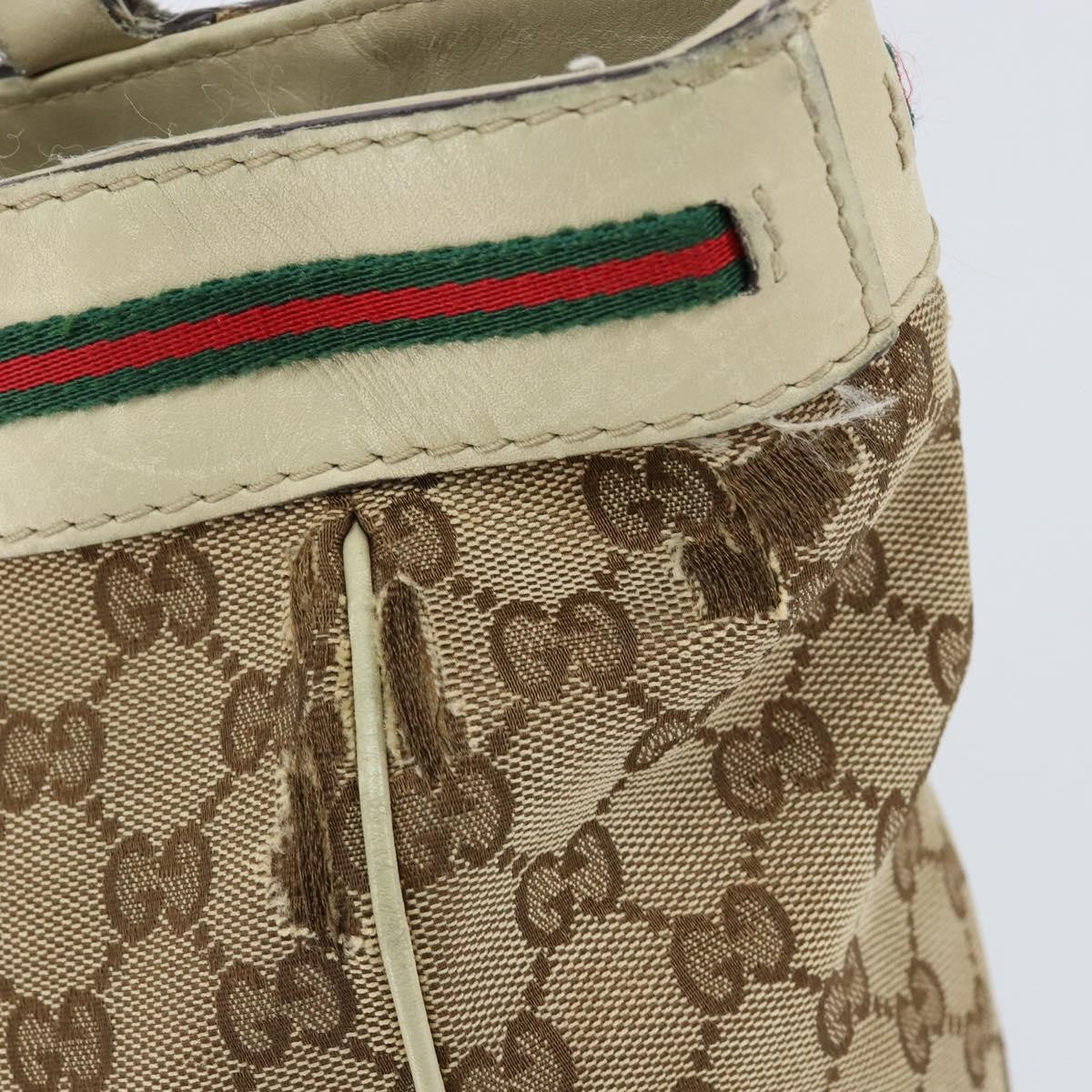 Gucci GUCCI GG Canvas Web Sherry Line Tote Bag Beige Gold 257061 Authentic gh1178