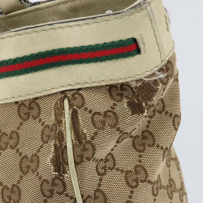 Gucci GUCCI GG Canvas Web Sherry Line Tote Bag Beige Gold 257061 Authentic gh1178