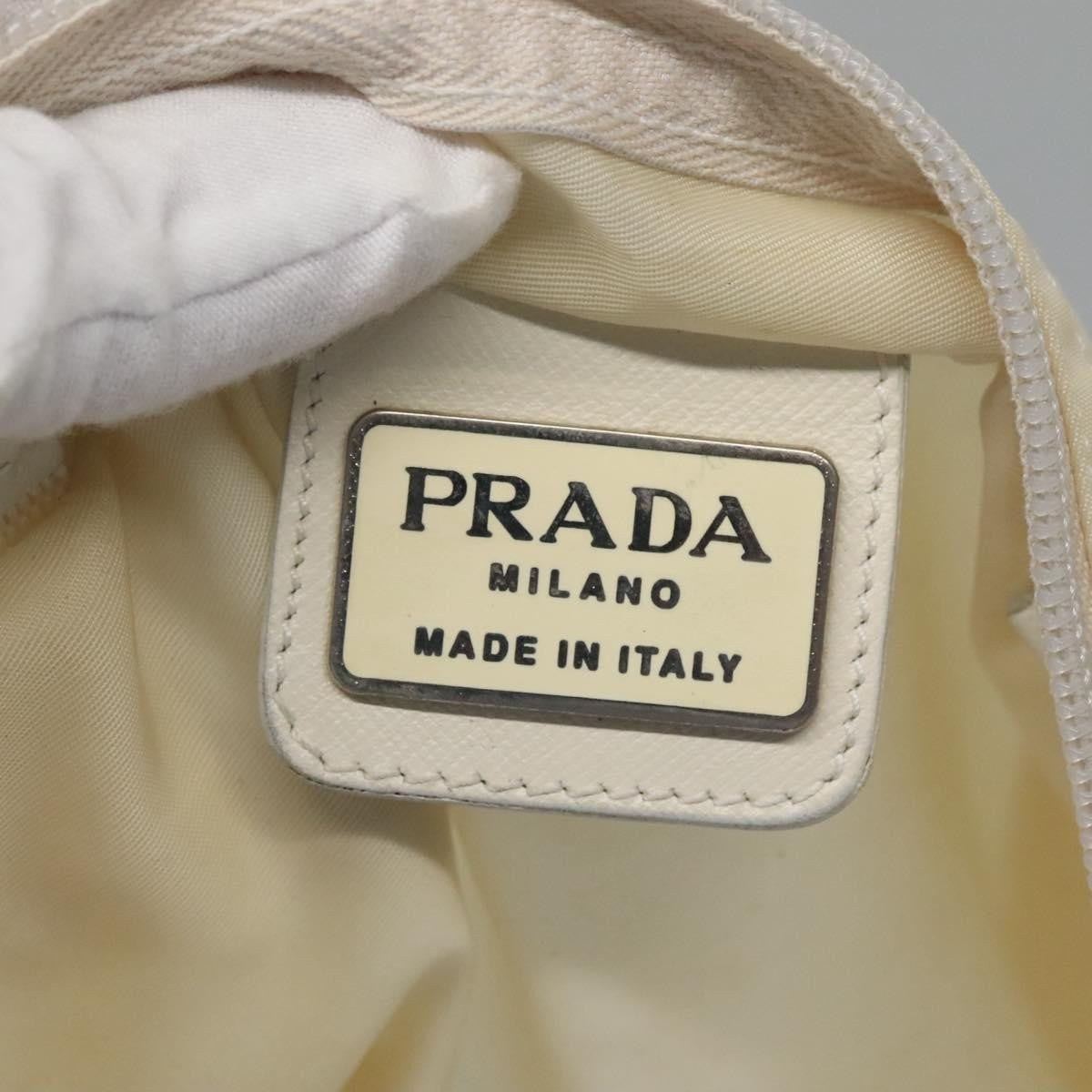 Prada PRADA Tote Bag Nylon Cream Silver Authentic bs26062