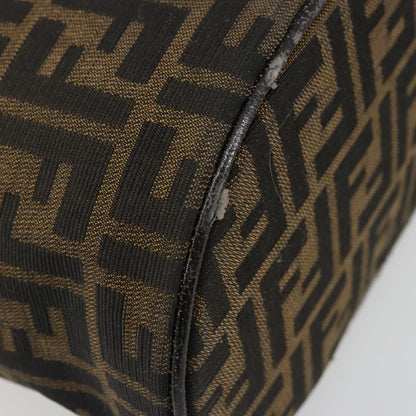 Fendi FENDI Zucca Canvas Vanity Hand Bag Black Brown Authentic 180329
