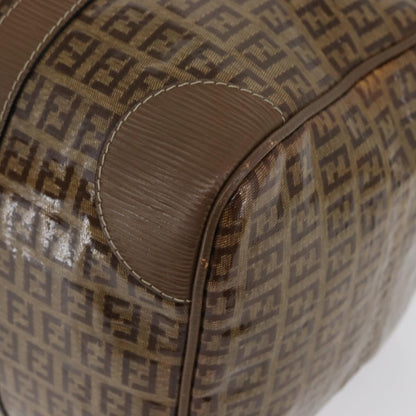 Fendi FENDI Zucchino Canvas Hand Bag PVC 2 Set Brown Authentic ti3754