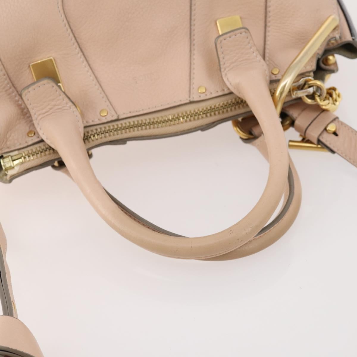 Chloé Chloé Chloe Hailey Hand Bag Leather 2way Pink Gold 02165665 Authentic YKZ911A