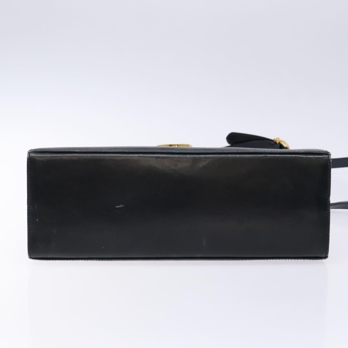 Salvatore Ferragamo Salvatore Ferragamo Gancini Hand Bag Leather 2way Navy Gold Authentic 133776